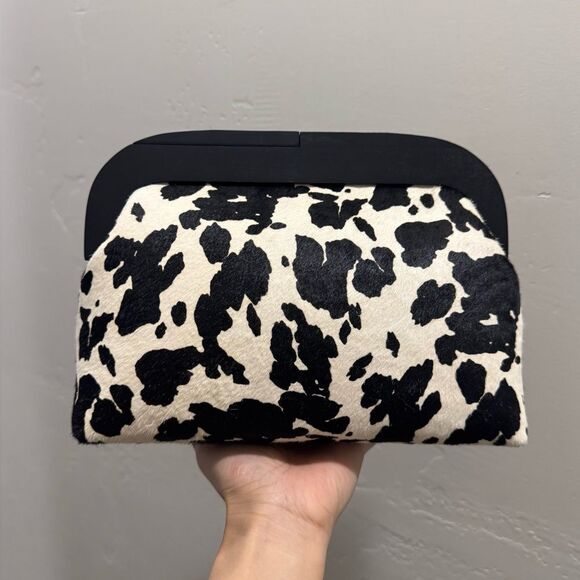 Cow Print Real Hair-on Cowhide Handmade Wooden Frame Shoulder Bag/Crossbody - Picture 3 of 15